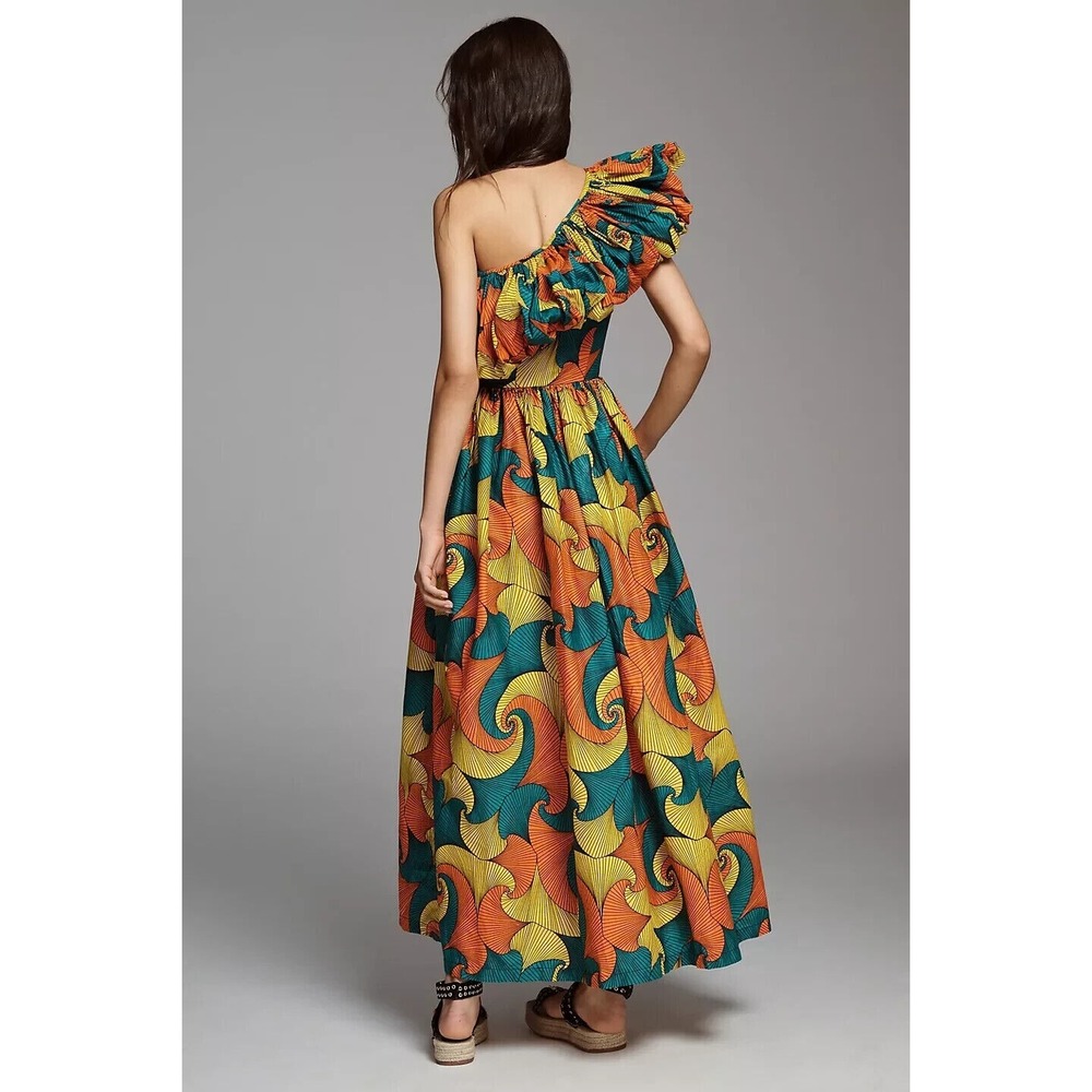 NWT ANTHROPOLOGIE SIKA Printed One-Shoulder Ruffle RIO Dress Size 00